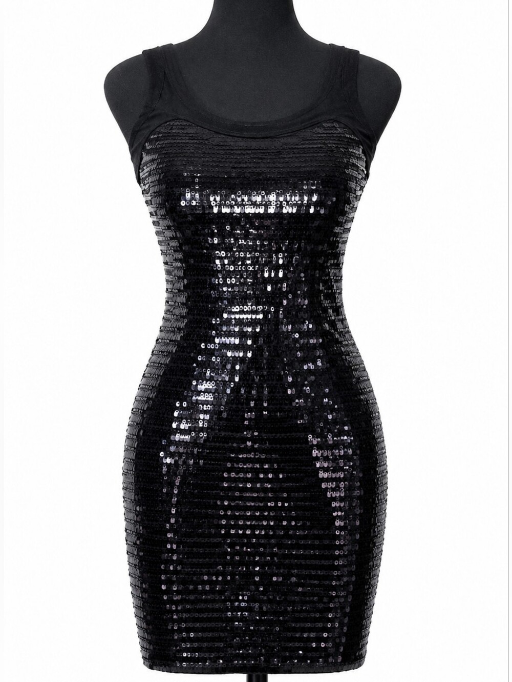 Bodycon Black Party Sequin Dress, XS
